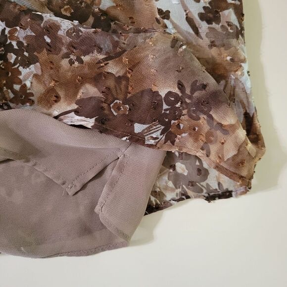 Coldwater Creek Women's Pintuck Brown Floral Blouse - Picture 10 of 15